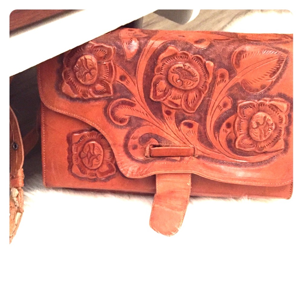 Vintage hand tooled leather purse